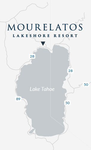 Mourelatos Lakeshore Resort on the beach at Lake Tahoe